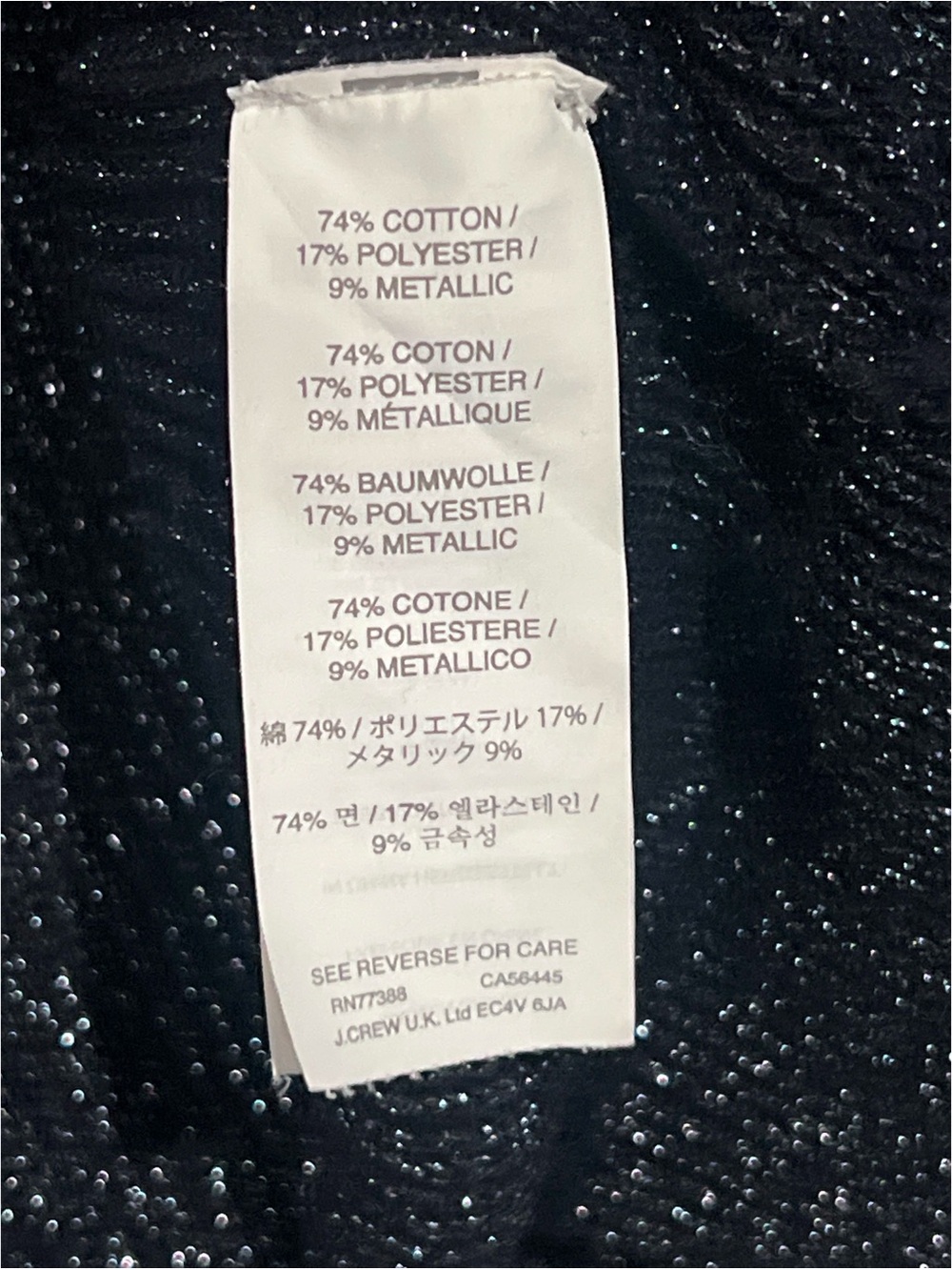 J.Crew Sparkly Metallic Ribbed Cardigan Women’s Small Navy Blue Silver C3877 - Picture 10 of 11